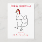 Kip met een kerstmuts gepersonaliseerd feestdagenkaart (Voorkant)
