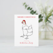 Kip met een kerstmuts gepersonaliseerd feestdagenkaart (Staand voorkant)