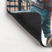 Kip met een winkelwagentje muismat (Hoek)