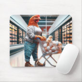 Kip met een winkelwagentje muismat (Met muis)