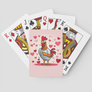 Kip met hart pokerkaarten
