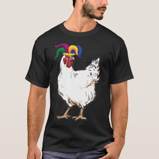 Kip Met Narrenhoed Mardi Gras Kleding T-shirt (Voorkant)