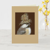 Kip met nestend pet kaart (Gele Bloem)