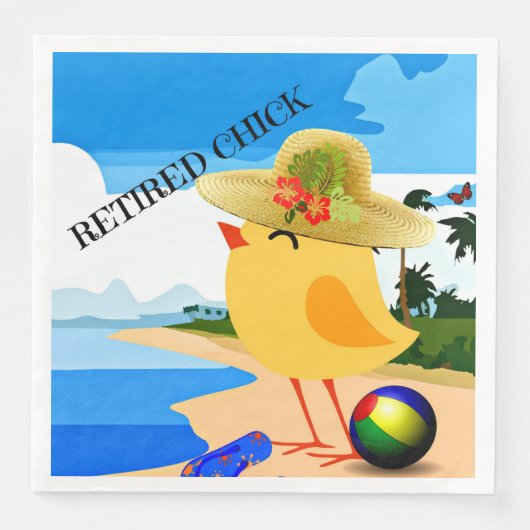 Kip met pensioen, kleurrijk ontwerp servetten (Voorkant)