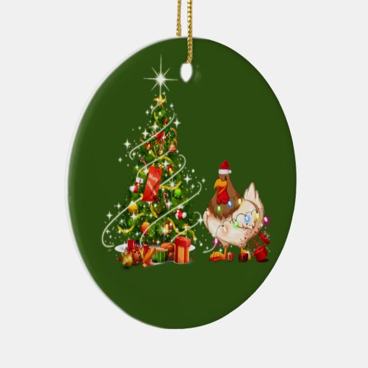 Kip met Pet LIGHTS Kerstmis Keramisch Ornament (Rechts)