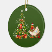 Kip met Pet LIGHTS Kerstmis Keramisch Ornament (Links)