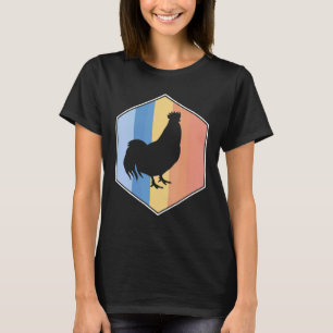 Kip Met Retro Kleuren In Een Zeshoek T-shirt