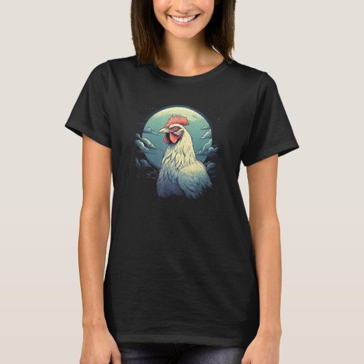 Kip met volle maan kip t-shirt (Voorkant)