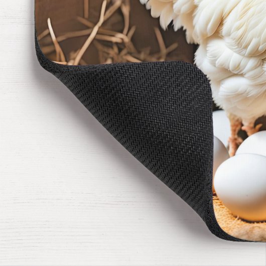 Kip met witte eieren muismat (Hoek)