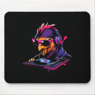 Kip Met Zonnebril En Koptelefoon Als Dj Muismat