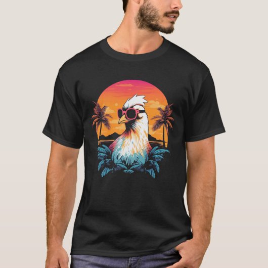 Kip met zonnebril op het strand t-shirt (Voorkant)