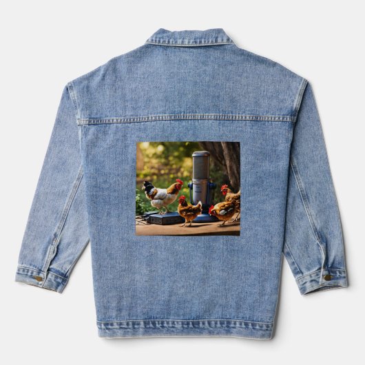 Kip Mic Check – Fotorealistische Pluimvee Geluid S Denim Jacket (Achterkant)