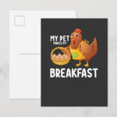 Kip Mijn huisdier maakt mijn ontbijt Uitnodiging Briefkaart (Voorkant / Achterkant)