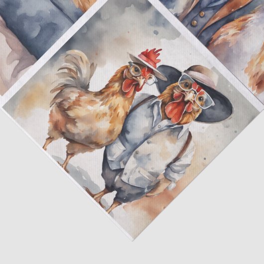 Kip: Modieuze Vogel in collage Decoupage Tissuepapier (Detail)