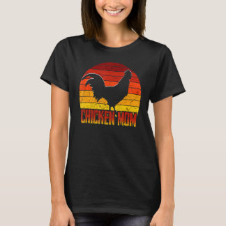 Kip Moeder Retro Zonsondergang Boer Mama Hen _ T-shirt