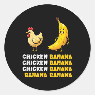 Kip Nana Dans Grappige Fruit Meme Meisjes Kinderen Ronde Sticker