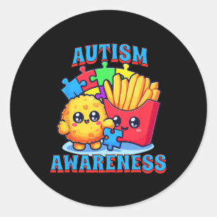 Kip nugget en friet Autisme Awareness Ronde Sticker