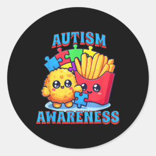 Kip nugget en friet Autisme Awareness Ronde Sticker