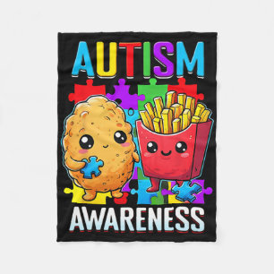 Kip Nugget en friet Autisme Bewustzijn van Fleece Deken