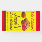 Kip Nuggets Ketchup Junk Food Verjaardagsfeest Spandoek (Horizontaal)