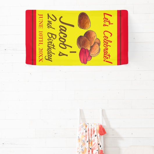 Kip Nuggets Ketchup Junk Food Verjaardagsfeest Spandoek (Insitu)