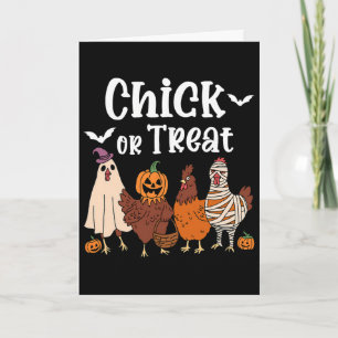 Kip of Behandeling Grappige Griezelige Kip Hallowe Kaart