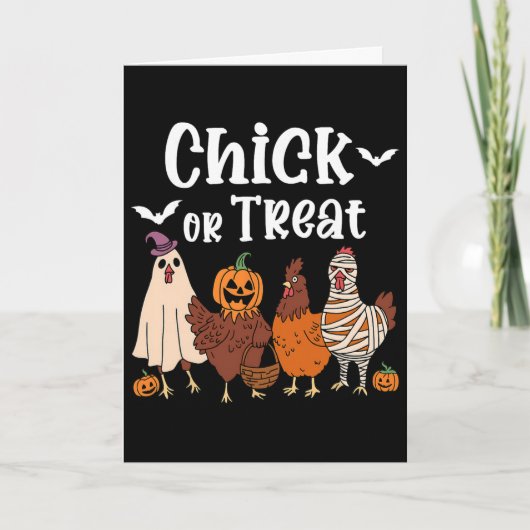 Kip of Behandeling Grappige Griezelige Kip Hallowe Kaart (Voorkant)
