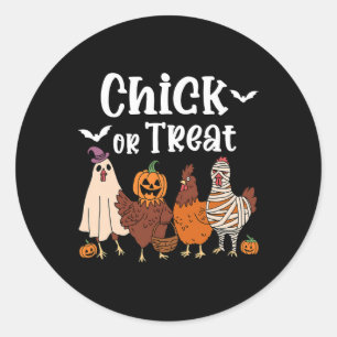 Kip of Behandeling Grappige Griezelige Kip Hallowe Ronde Sticker