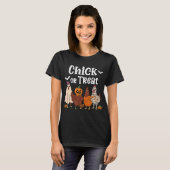 Kip of Behandeling Grappige Griezelige Kip Hallowe T-shirt (Voorkant volledig)