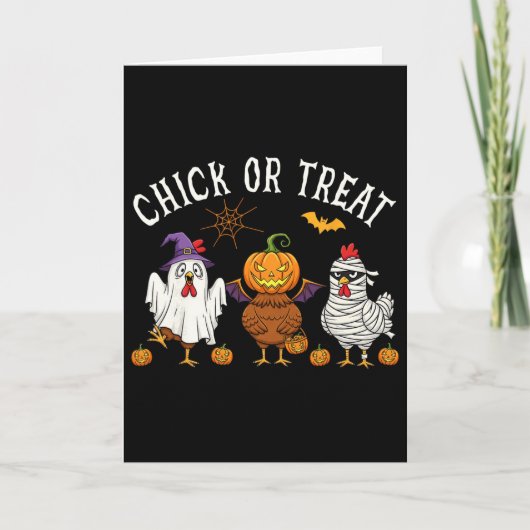 Kip of Behandeling Grappige Halloween Kip Kostuum Kaart (Voorkant)