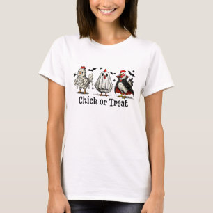 Kip of Behandeling Grappige Halloween Kippen T-shirt
