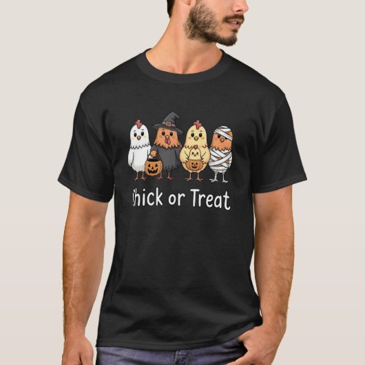Kip of Behandeling Grappige Halloween Kippenboerde T-shirt (Voorkant)