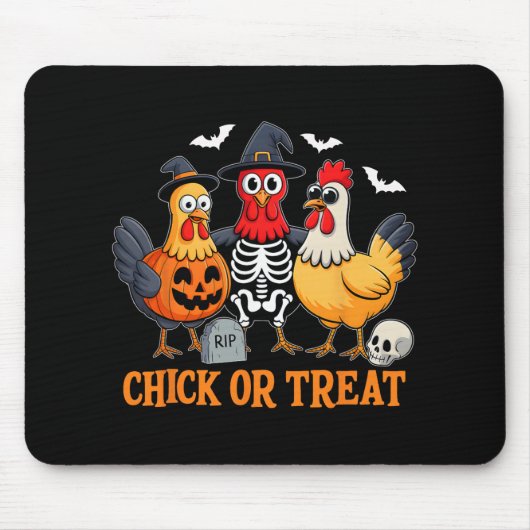 Kip of Behandeling Grappige Kip Halloween Kostuum Muismat (Voorkant)