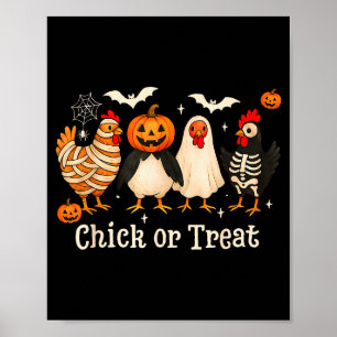Kip of Behandeling Grappige Kip Halloween Kostuum Poster