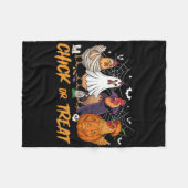 Kip of Behandeling Grappige Kip Pompoen Spook Hall Fleece Deken (Voorkant (Horizontaal))