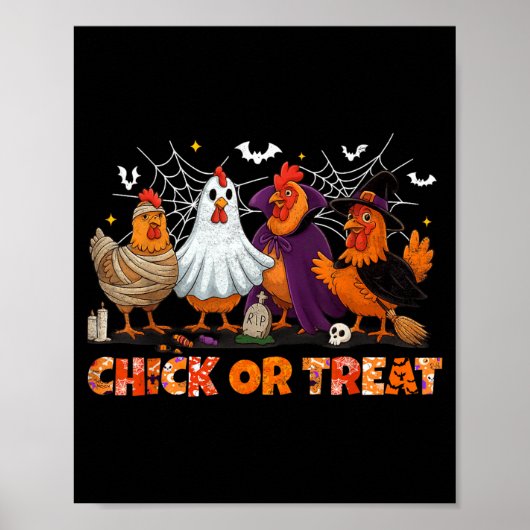 Kip of Behandeling Halloween Heks Boe Spookkip Poster (Voorkant)