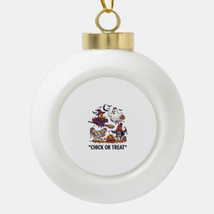 Kip of Behandeling Halloween Kippen Heks Geest Pom Keramische Bal Ornament