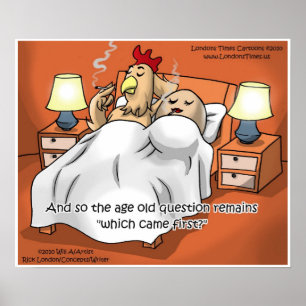 Kip of Ei kwam eerst? Grappige kunstposters Poster