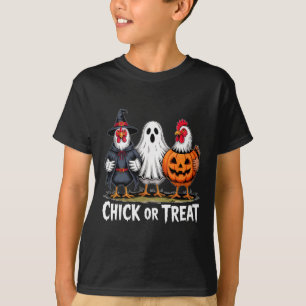 Kip of snoep griezelige heks spook pompoen kip t-shirt