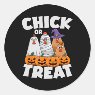 Kip of snoep kleding Halloween grappige kip mat Ronde Sticker