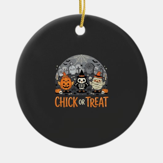 Kip of snoep leuk Halloween kerkhof ontwerp_1 Keramisch Ornament (Voorkant)