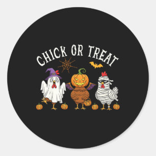 Kip of Trakt Grappige Halloween Kip Kostuum Heren Ronde Sticker
