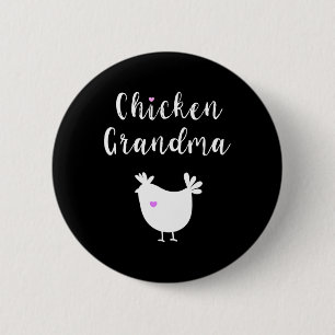 Kip Oma Grappige Silhouet Boer Verzorger Lief Ronde Button 5,7 Cm