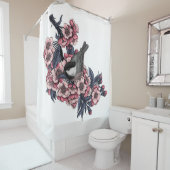 Kip op een bloeiende kersenbranche douchegordijn (In situ)