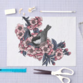 Kip op een bloeiende kersenbranche tissuepapier (Craft)