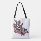 Kip op een bloeiende kersenbranche tote bag (Achterkant)