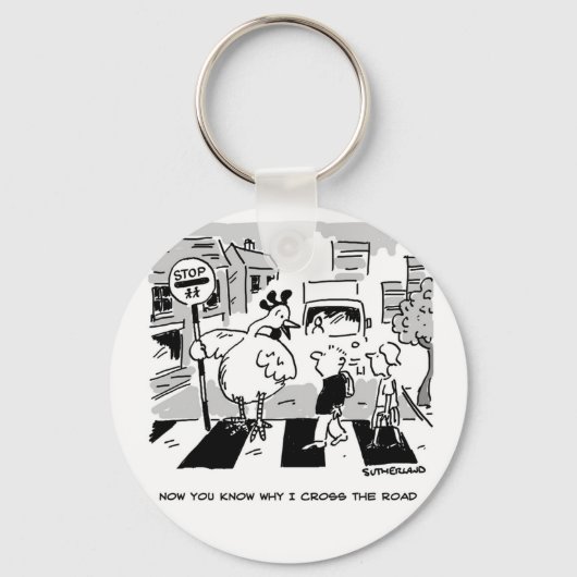 Kip op een 'School Crossing Patrol'. Grappig Sleutelhanger (Voorkant)