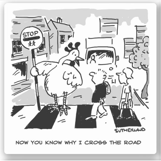 Kip op een schoolkruidverdelger sticker (Voorkant)