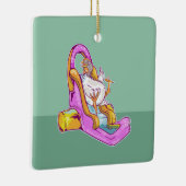 Kip op een waterglijbaan keramisch ornament (Rechts)