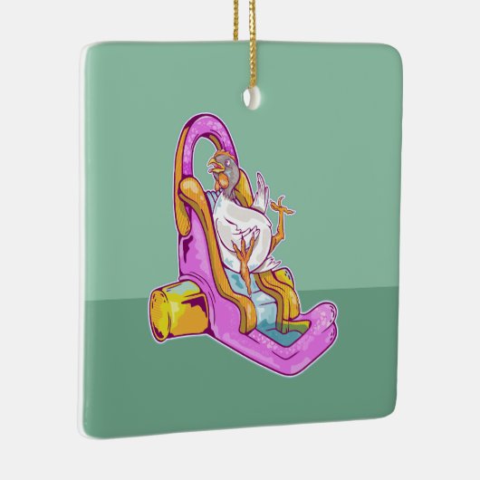 Kip op een waterglijbaan keramisch ornament (Rechts)